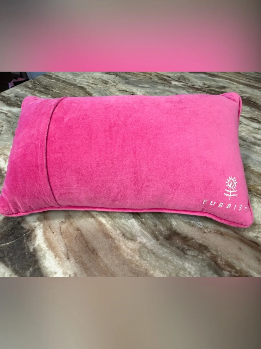 Embroidered Furbish Statement Pillow - Pink, Black, Orange, White